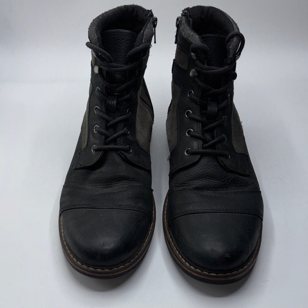 Crevo Men’s Size 13 Leather/Textile Side Zipper Black/Grey Combat Chukka Boot
